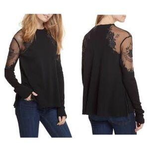 Free People Daniella Lace Sleeve Women's Top Size Medium